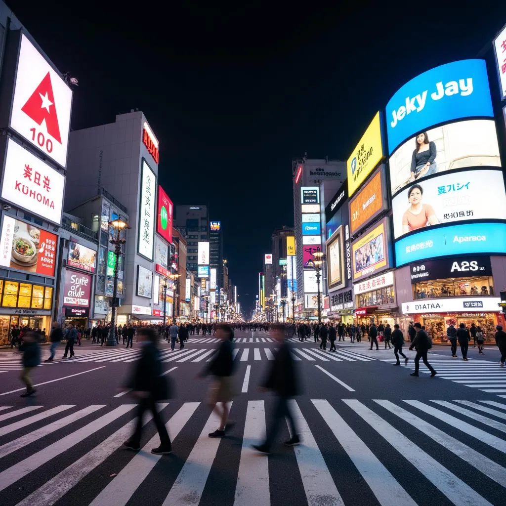 Shibuya Crossing in Tokyo at Night