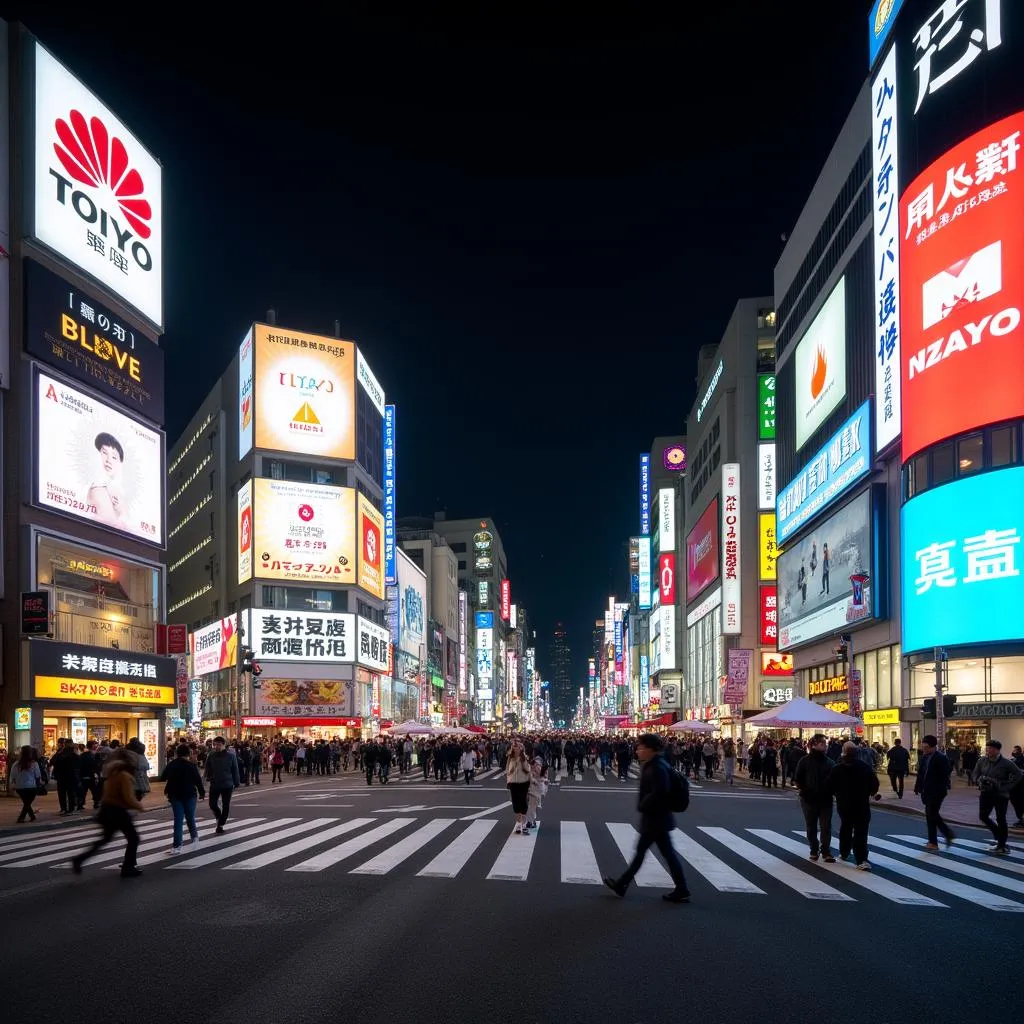 Tokyo Shibuya Crossing at Night