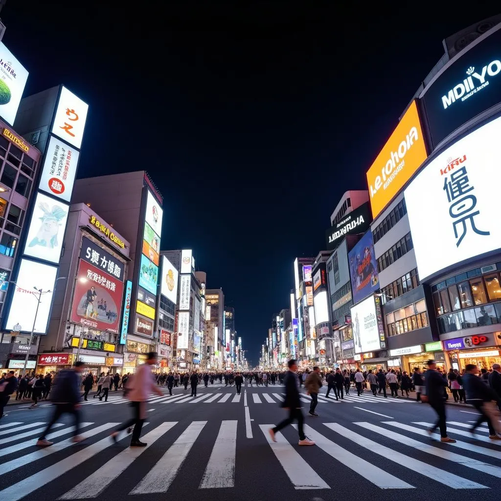 Tokyo Shibuya Crossing at night