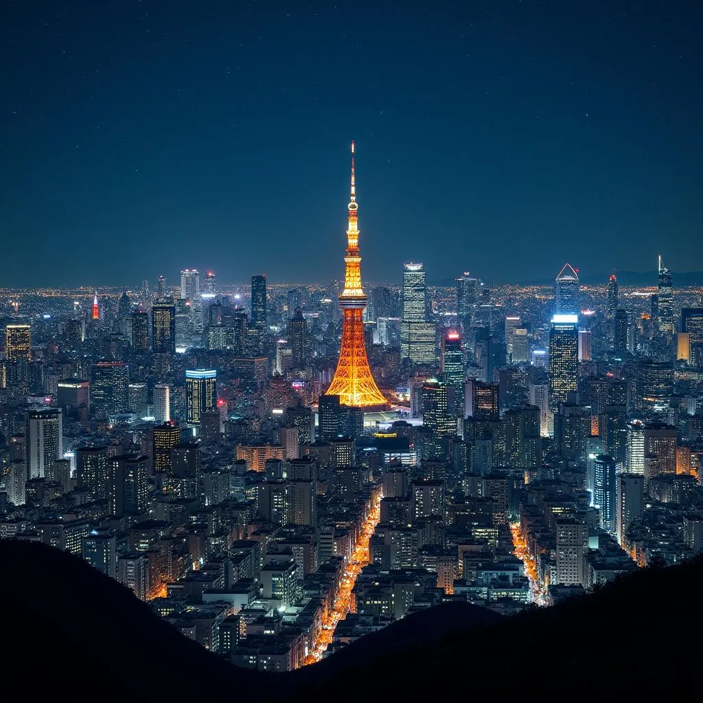 Tokyo Skyline Illuminated at Night