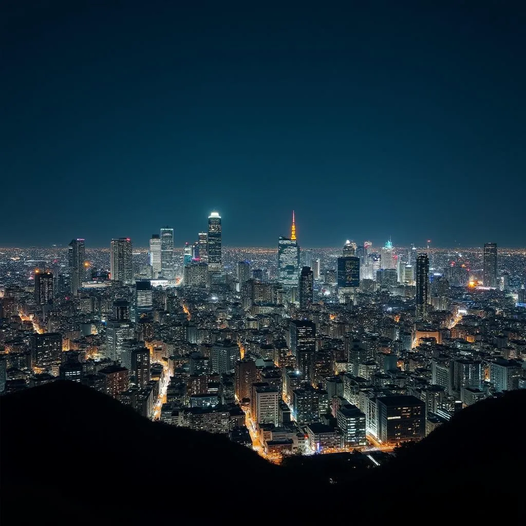 Tokyo skyline illuminated at night