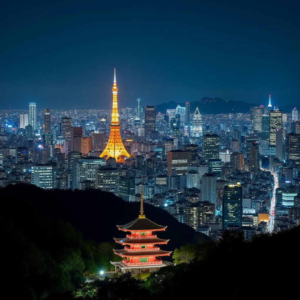 Vibrant Tokyo Skyline at Night