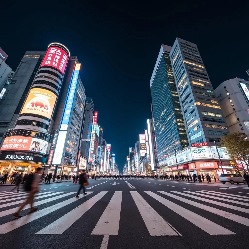 Tokyo Skyline at Shibuya Crossing