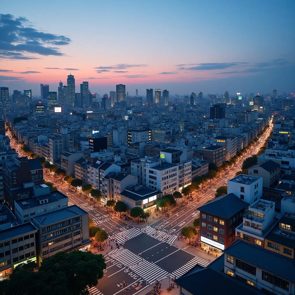 Tokyo Skyline with Shibuya Crossing