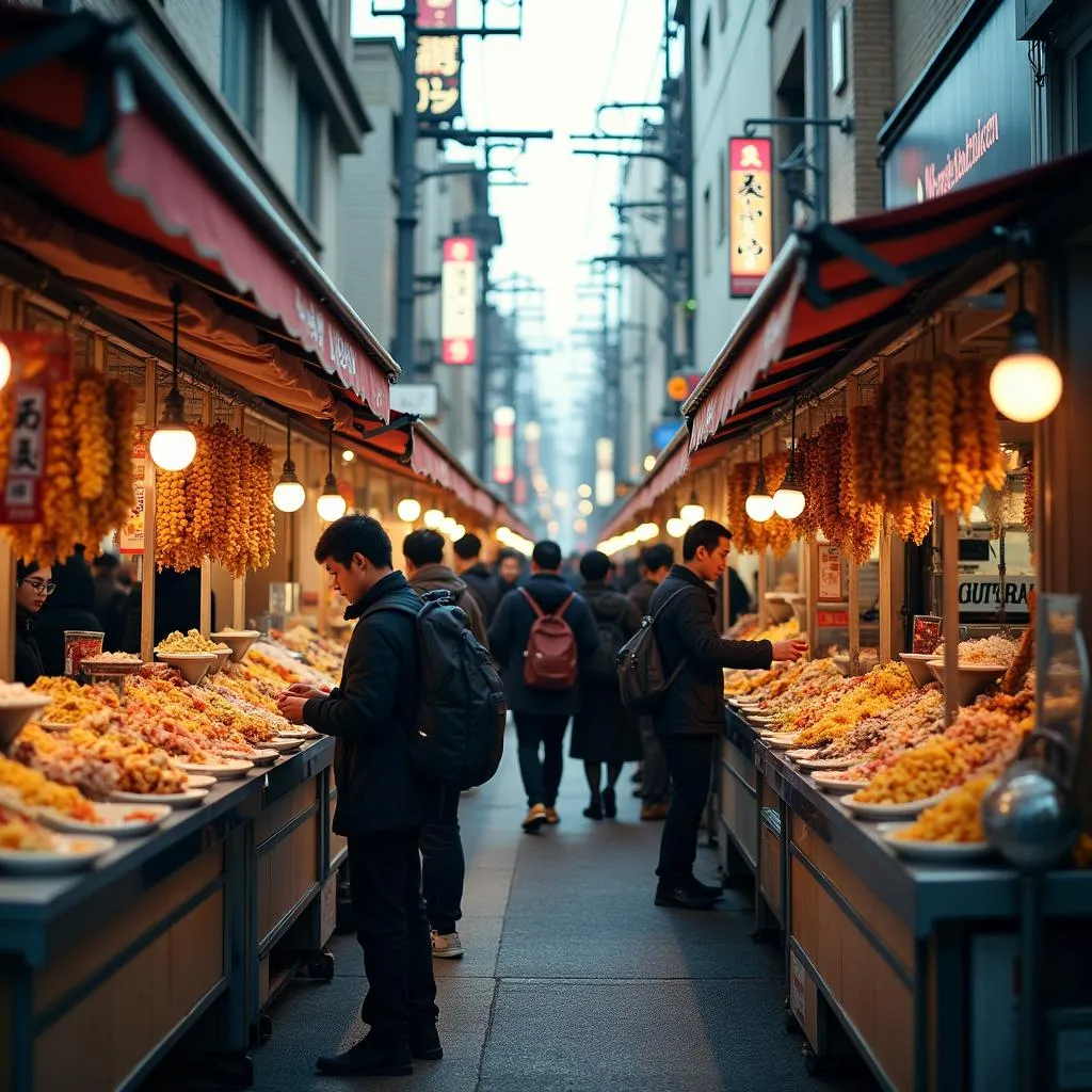 Vibrant Tokyo Street Food Market