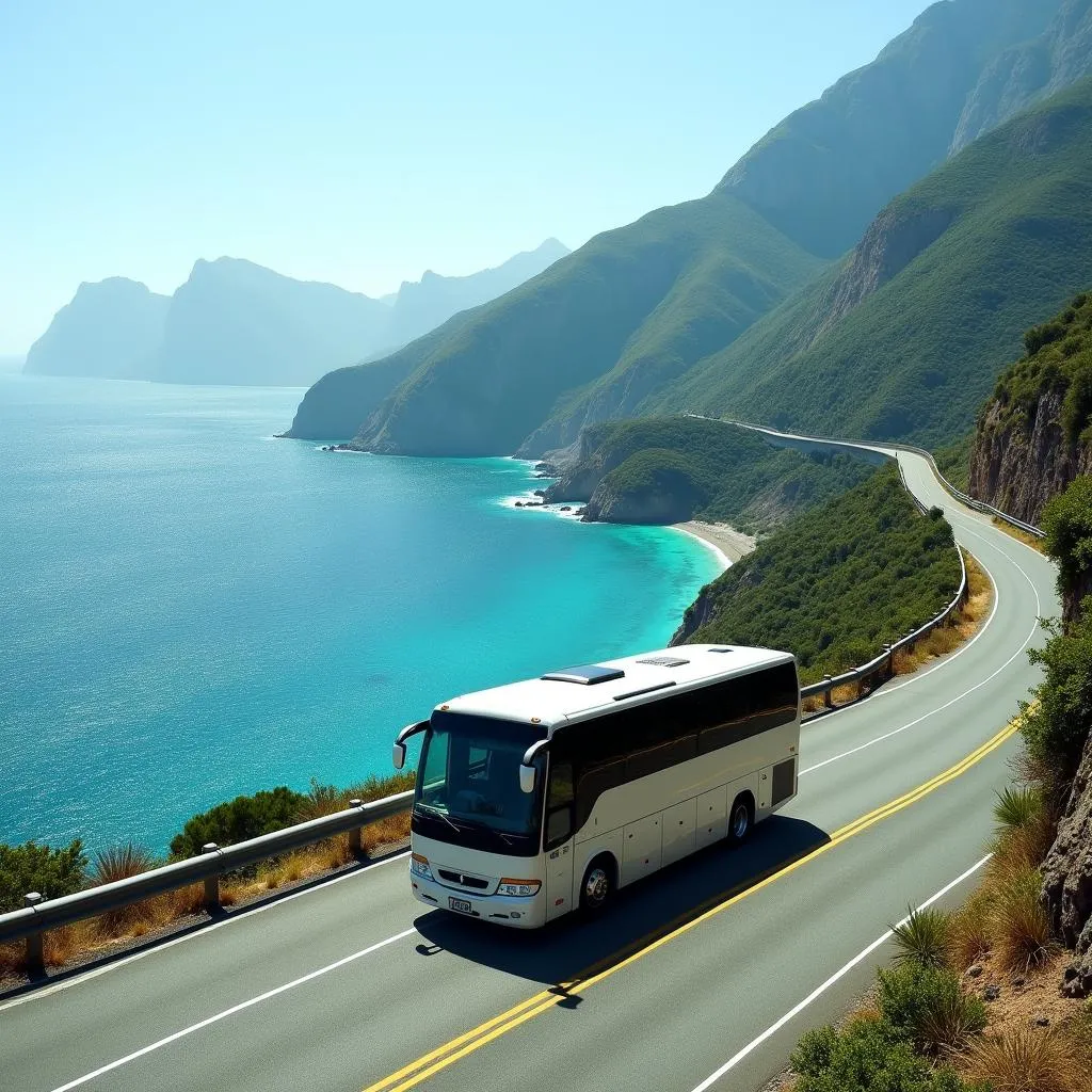 Tour Van Driving on Scenic Japanese Road