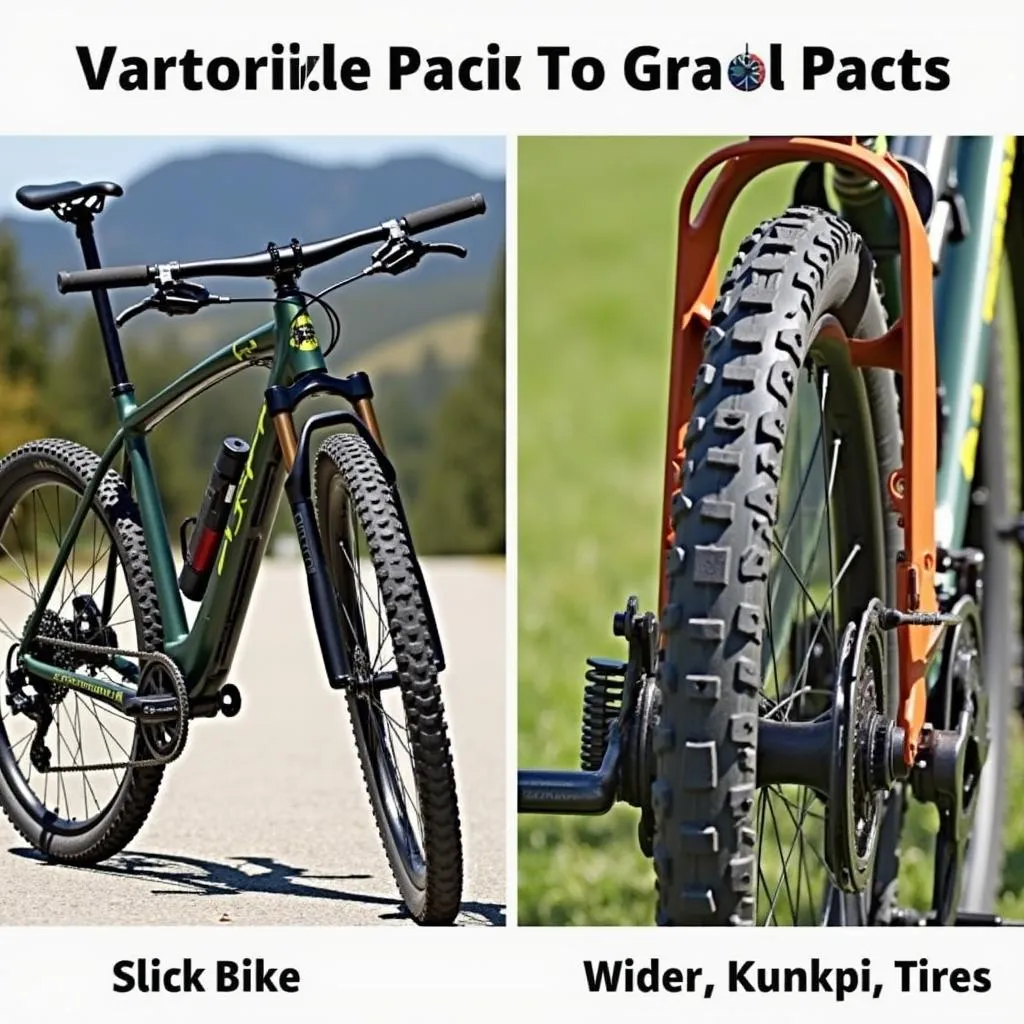 Two touring bikes, one set up for paved roads and the other for gravel paths