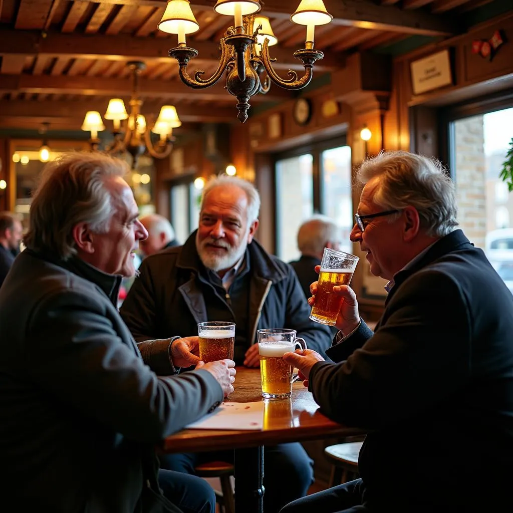 Traditional English Pub Interior with Locals