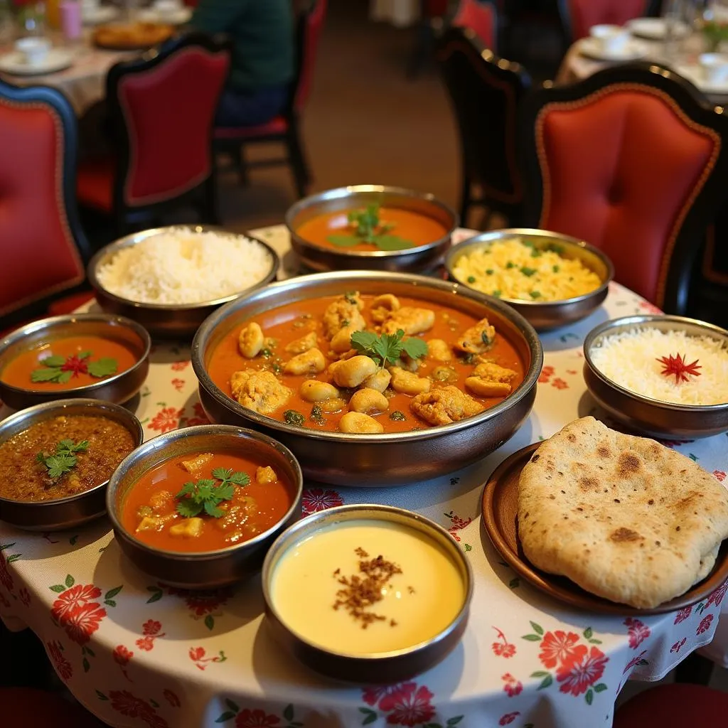 Assortment of traditional Indian food in a Dehradun restaurant