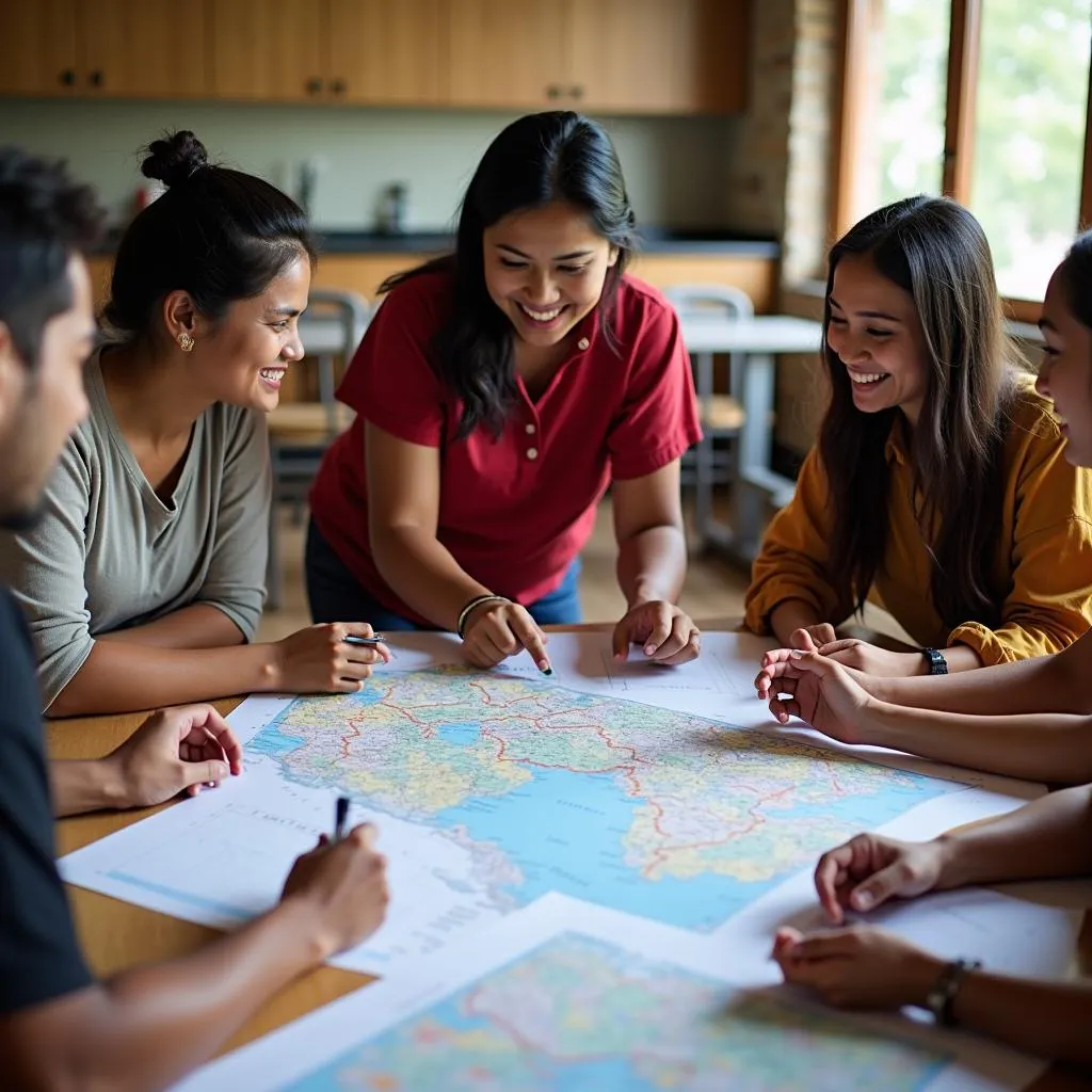 Tourists planning their Bangladesh adventure with a local tour operator