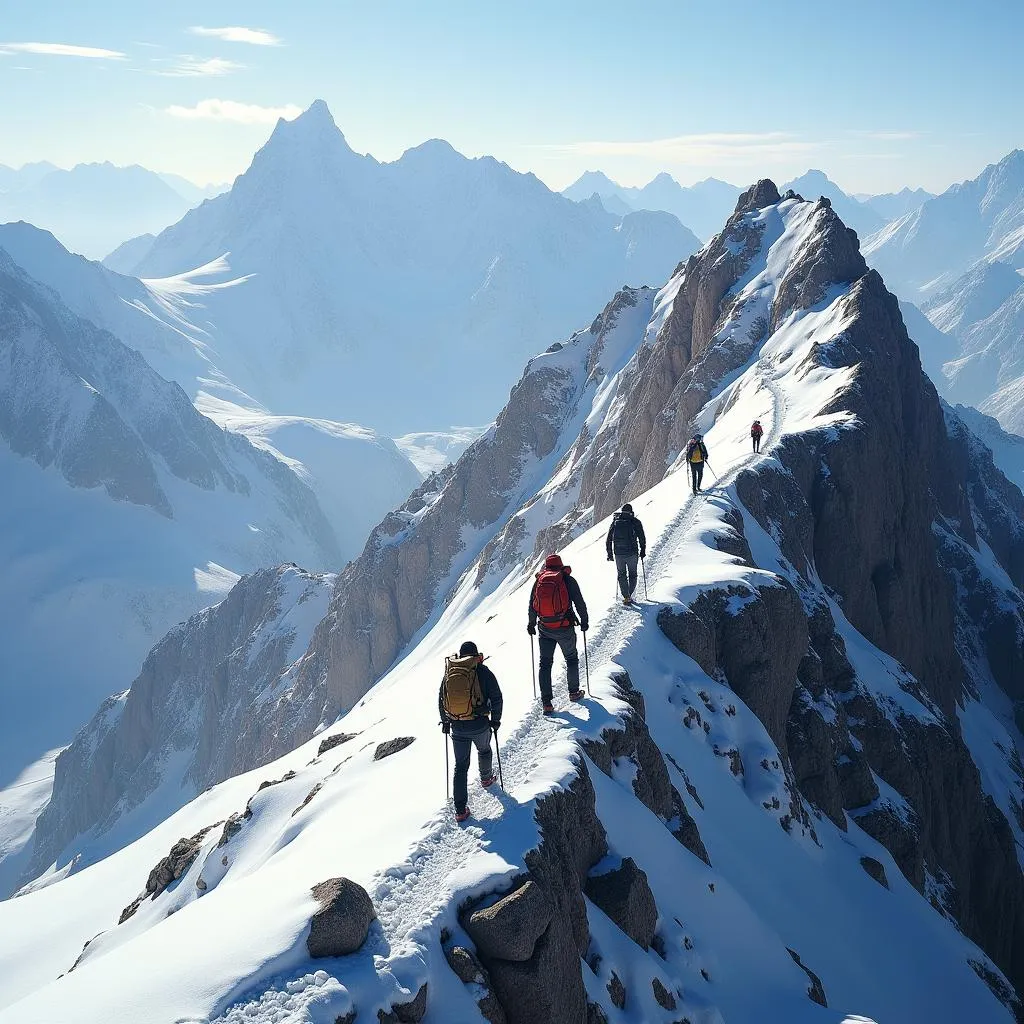 Pilgrims navigating the challenging Kinner Kailash trail