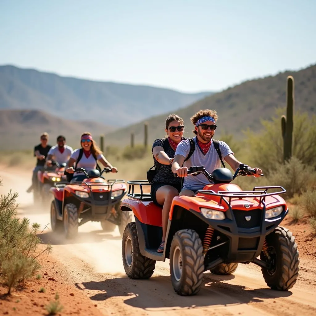 Group of tourists on UTVs exploring Arikok National Park in Aruba