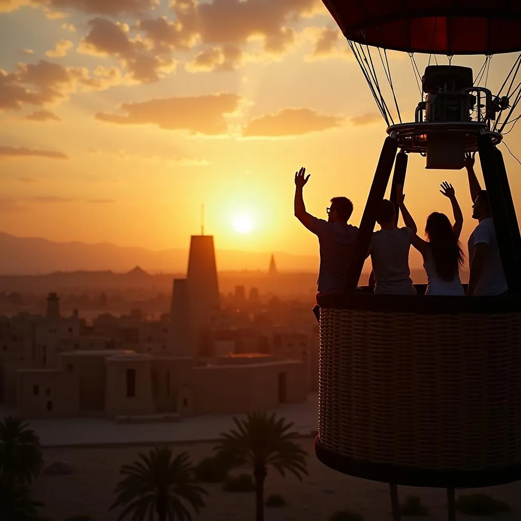 Hot air balloon ride over the Valley of the Kings at sunrise.