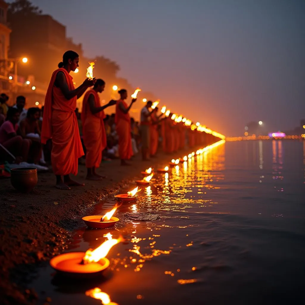 Varanasi Ganga Aarti at Dusk