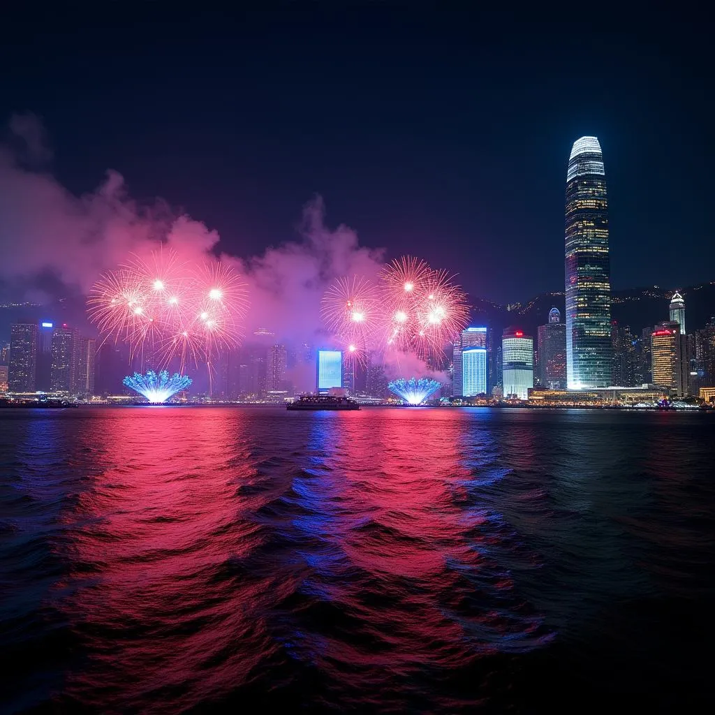 Hong Kong Victoria Harbour Symphony of Lights at night