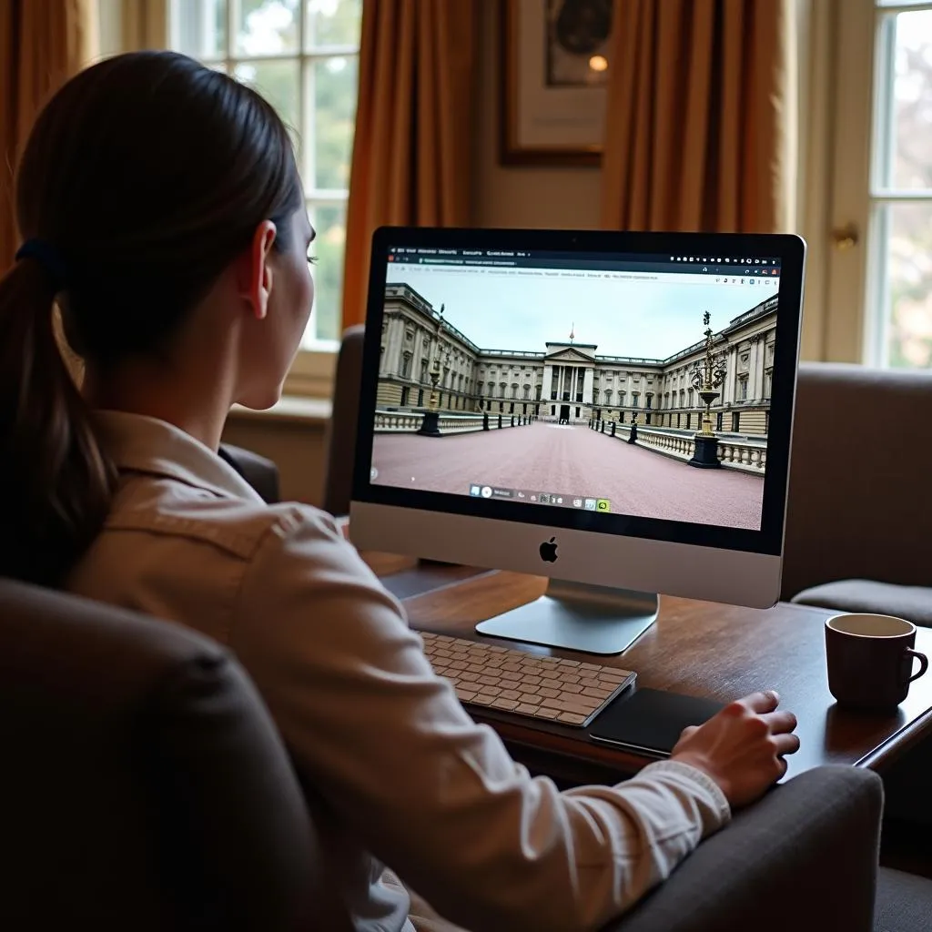 Exploring Buckingham Palace Virtual Tour on Computer