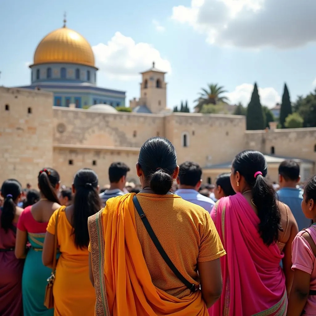 Tourists visiting the Church of the Holy Sepulchre