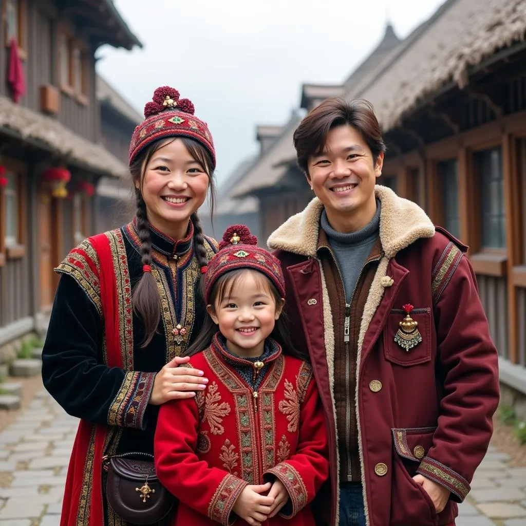 Yakutian Family in Traditional Clothing