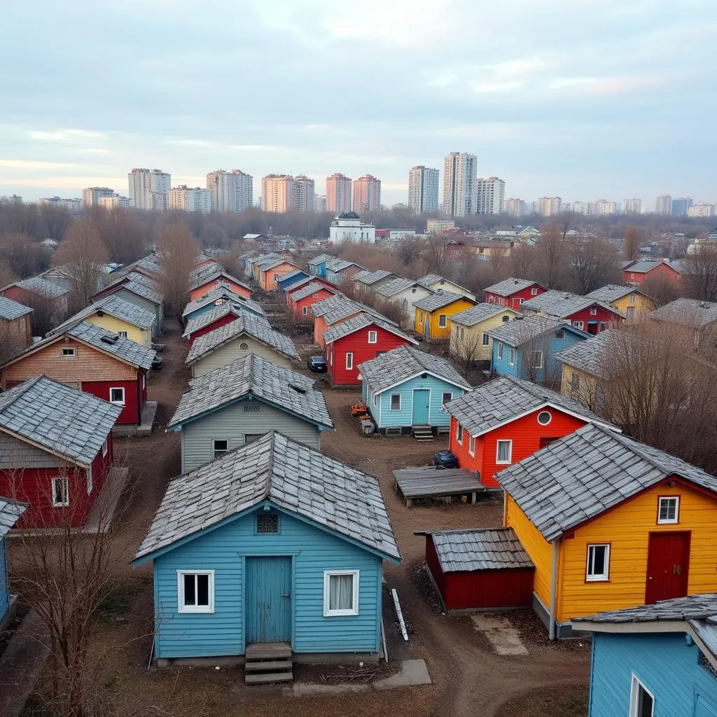 Wooden Houses in Yakutsk Old Town