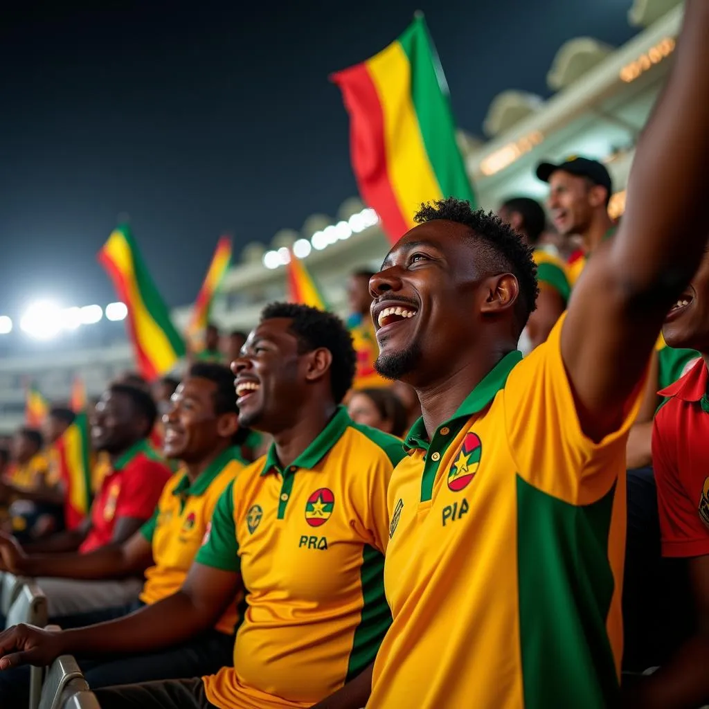 Zimbabwean Fans in Jubilant Celebration During a Cricket Match