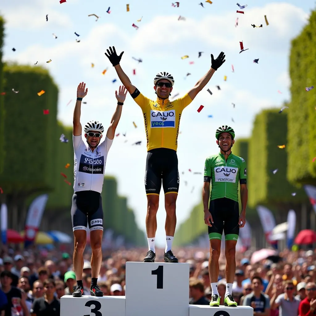 Podium ceremony of the 2009 Tour de France Stage 21