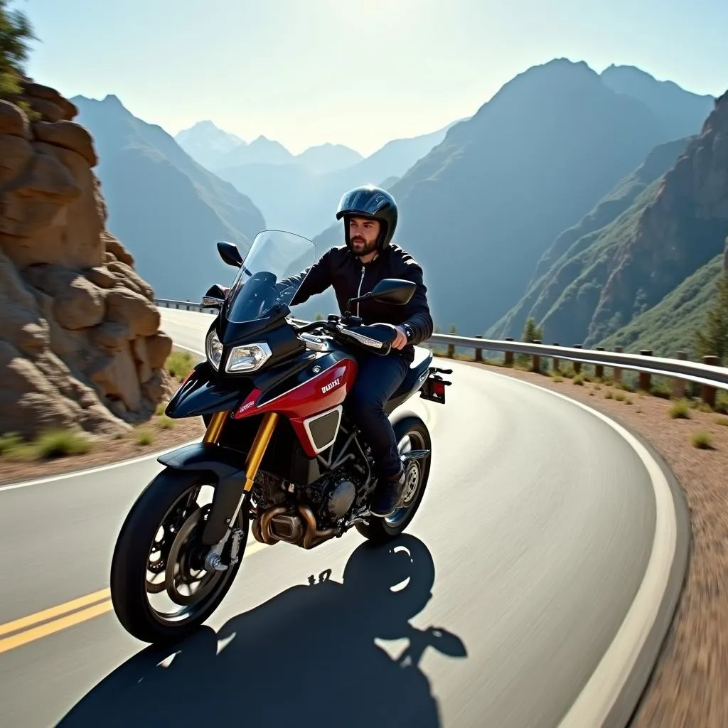 Ducati Multistrada 1200 S Touring conquering a scenic mountain pass