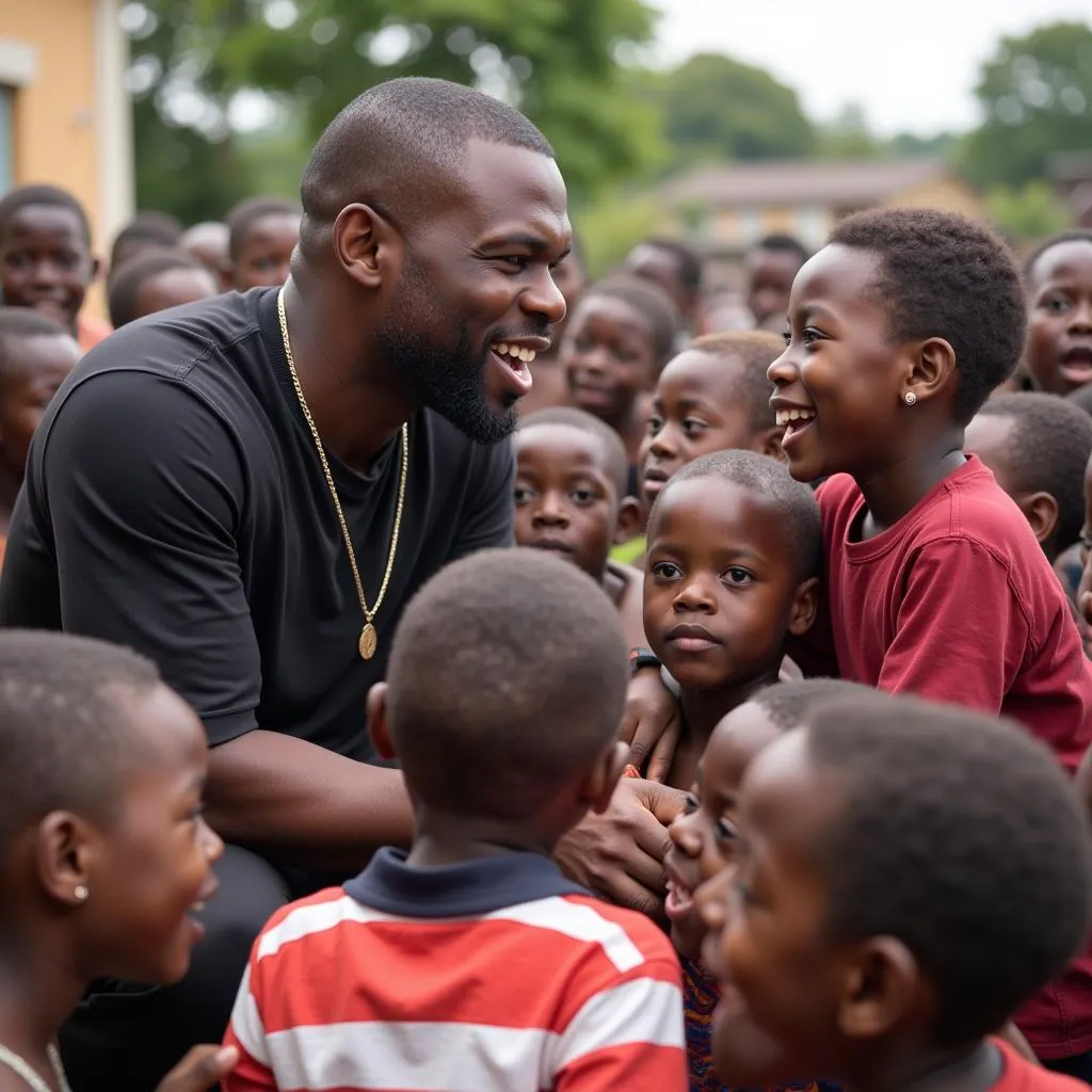 50 Cent spending time with children during his India tour