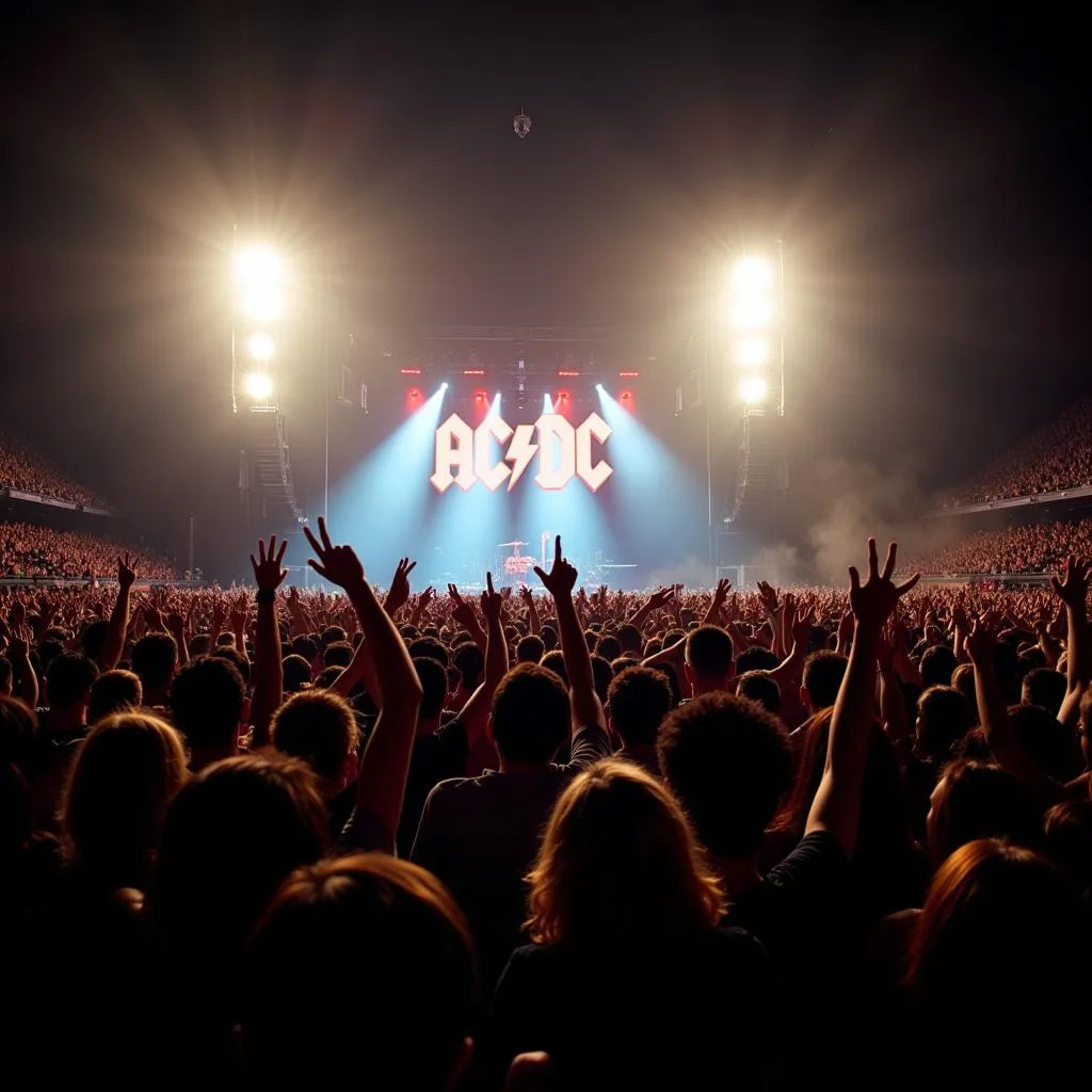 Massive crowd at an AC/DC concert in Japan during their 2009 tour.