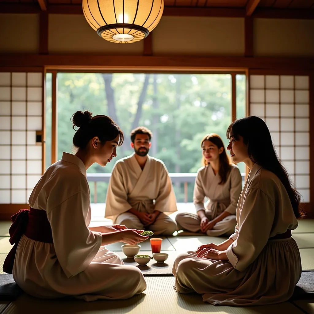 Participating in a traditional Japanese tea ceremony