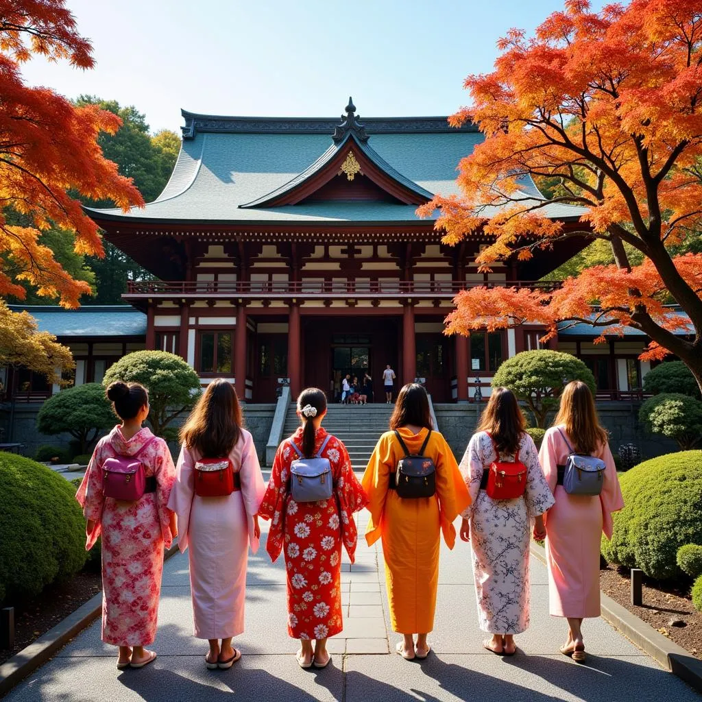 Visiting a traditional temple in Kyoto