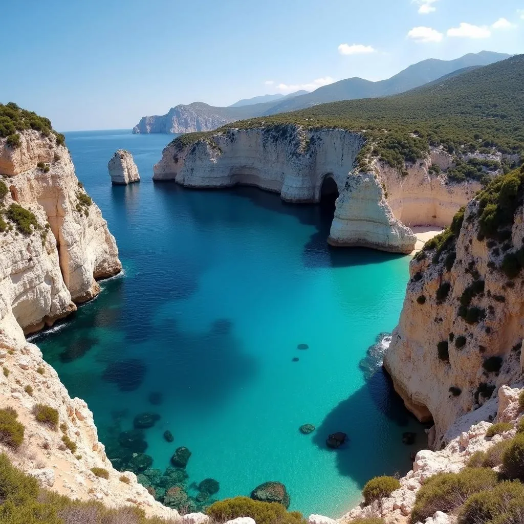 Panoramic aerial view of the Calanques National Park's coastline