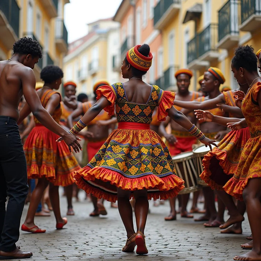 Traditional African music and dance performance in Alfama, Lisbon