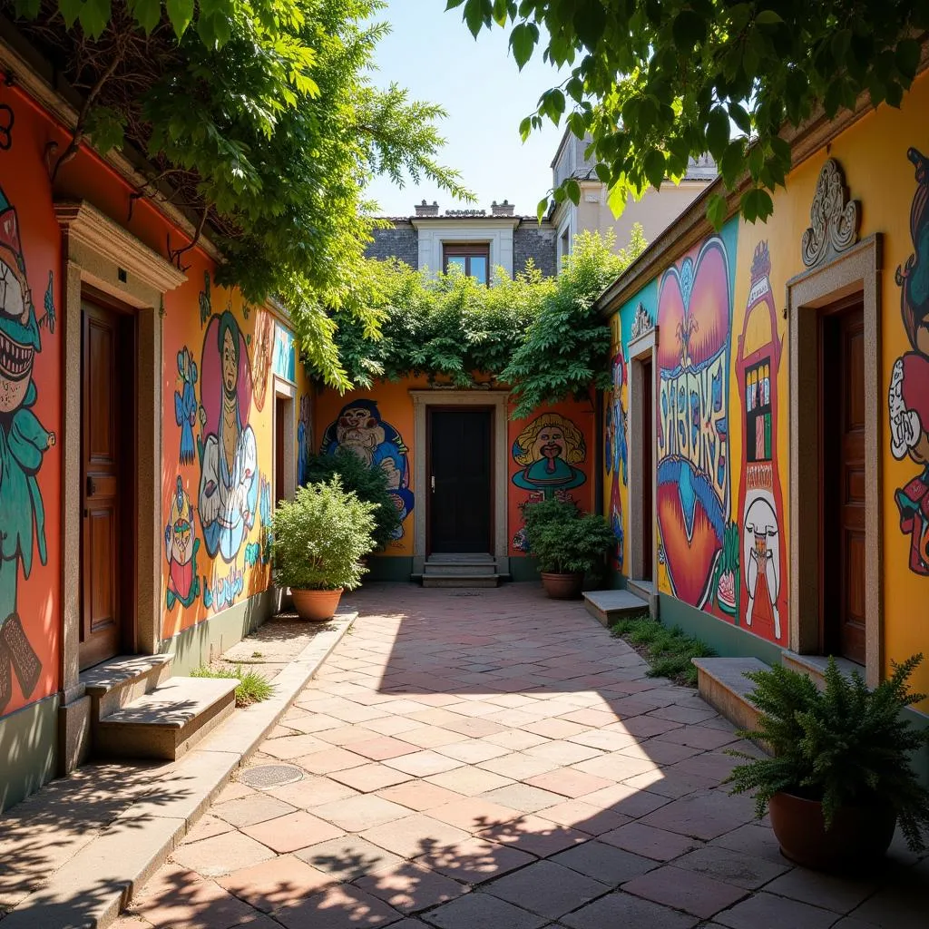 A hidden courtyard filled with street art in Amsterdam