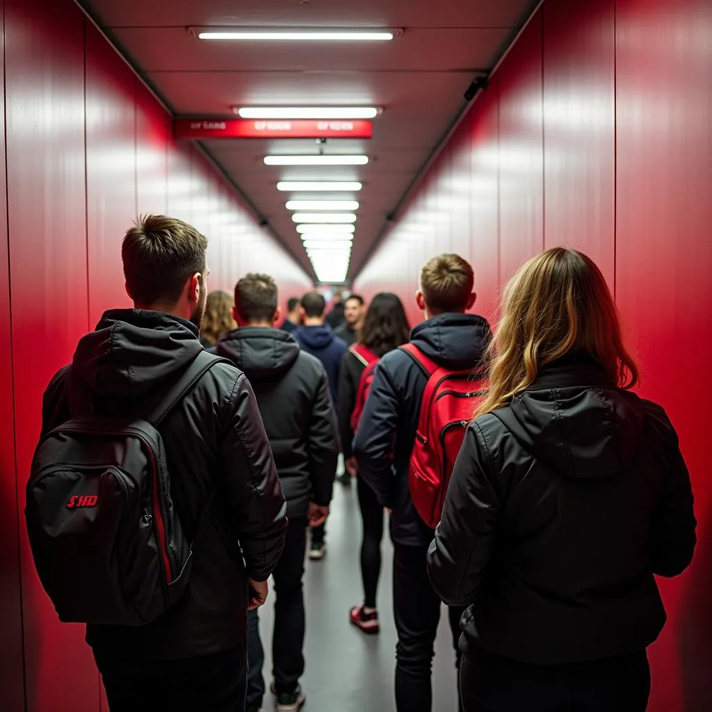 Arena tour group with a tour guide