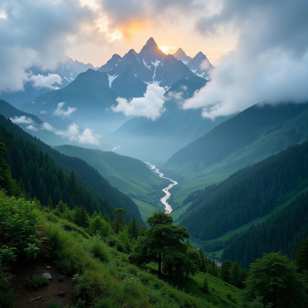 Scenic view of mountains and valleys in Arunachal Pradesh