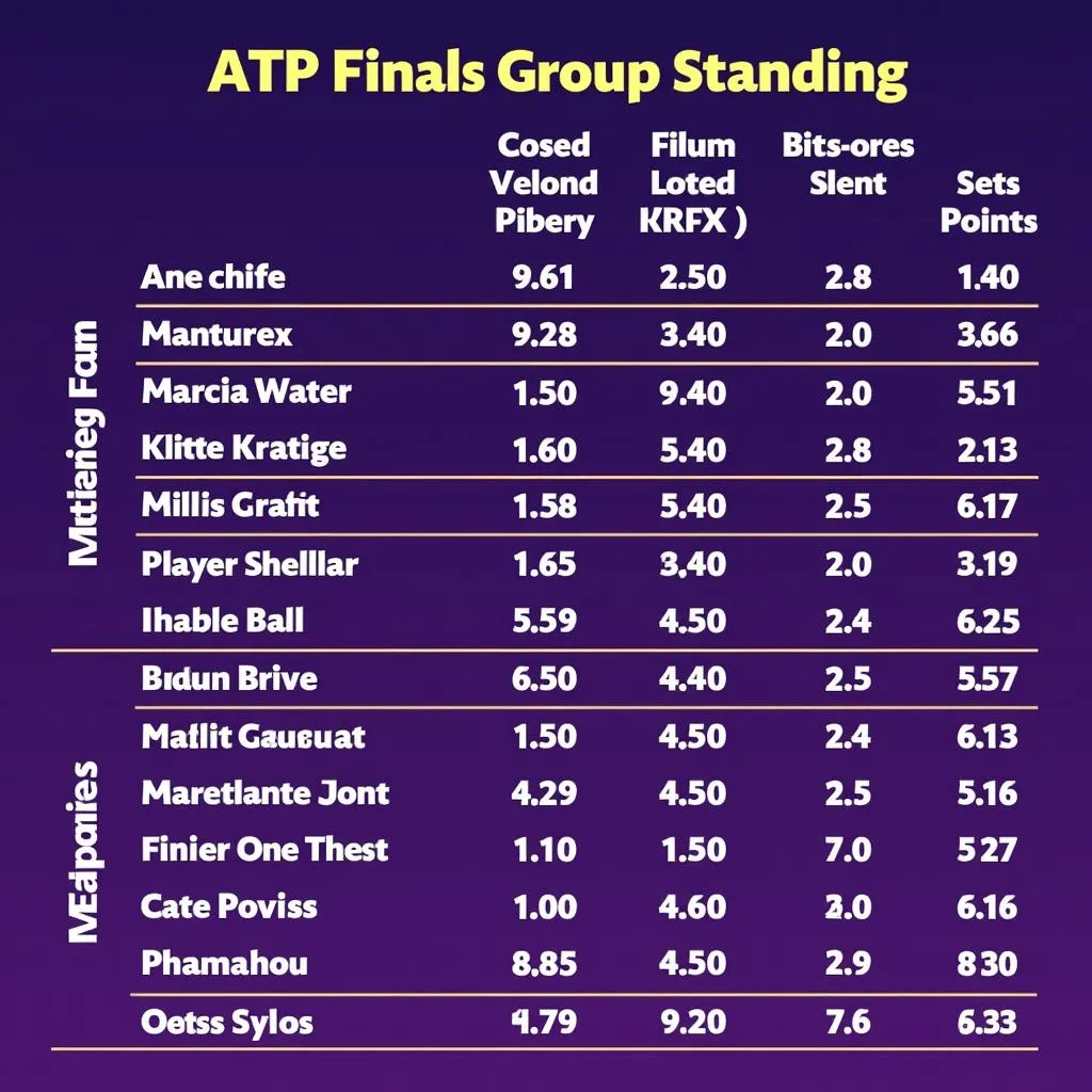 ATP Finals Group Standings and Points