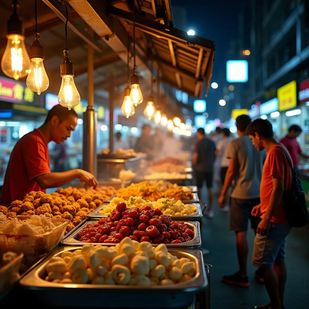 Vibrant Bangkok Street Food Market at Night