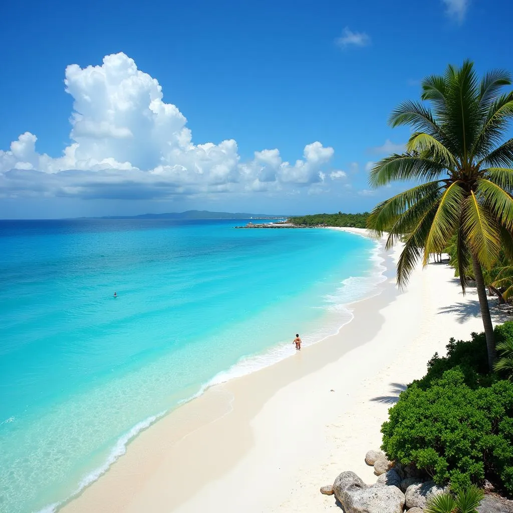 Beautiful beach with turquoise waters in Cancun, Mexico