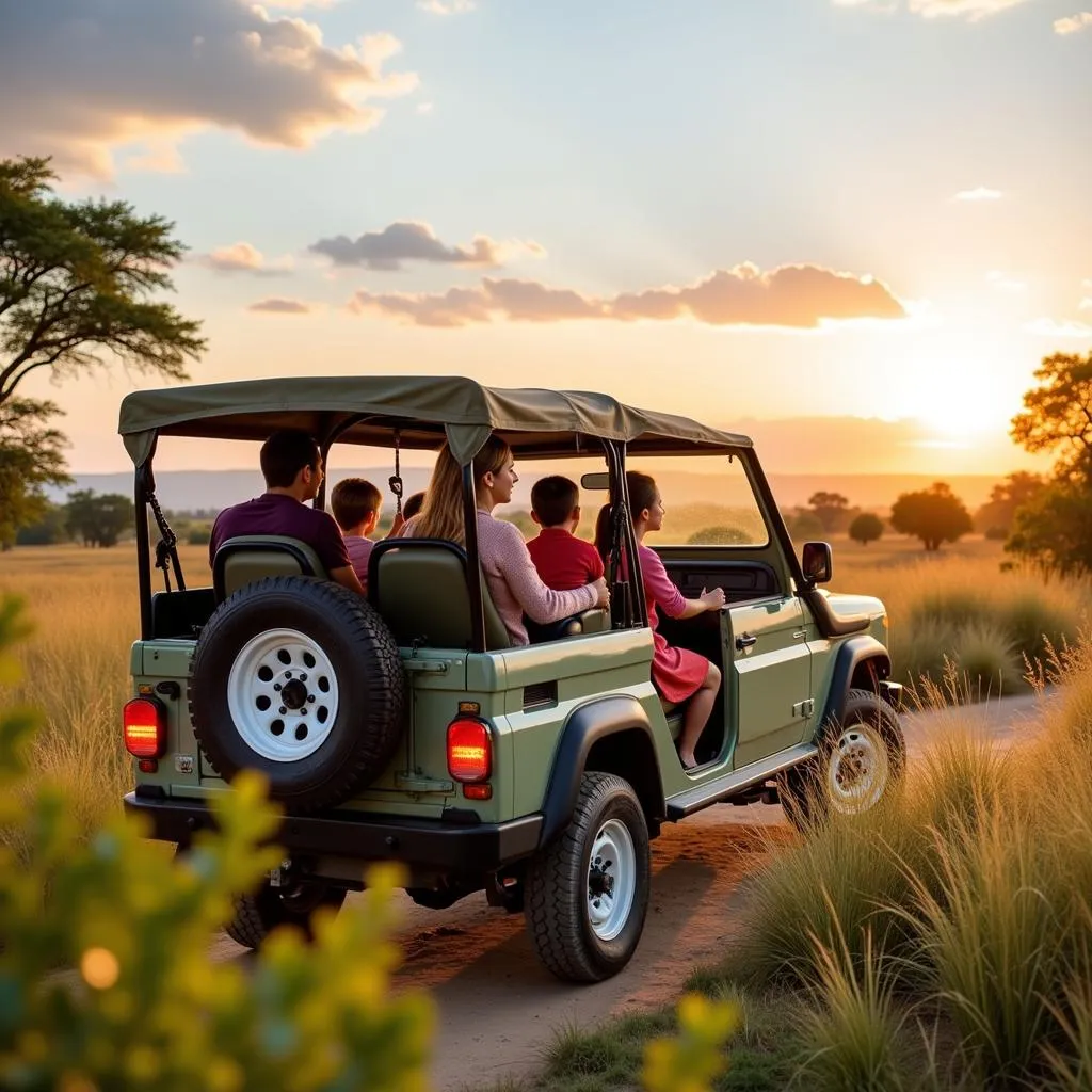 Family enjoying a safari in Chobe National Park