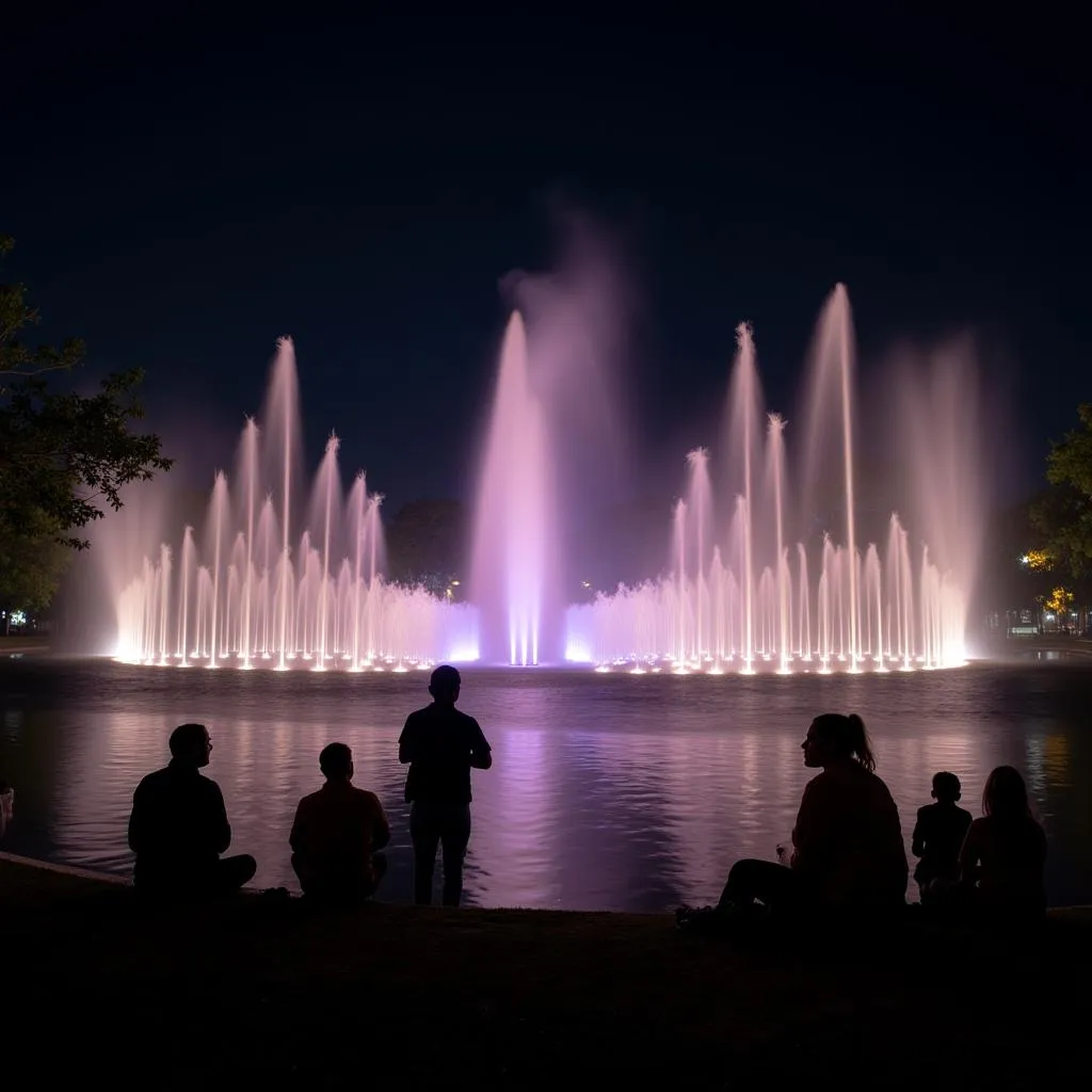 Brindavan Gardens Illuminated Fountains at Night