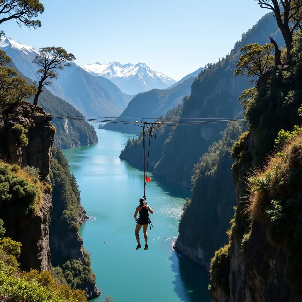 Adventurous bungy jumping in New Zealand