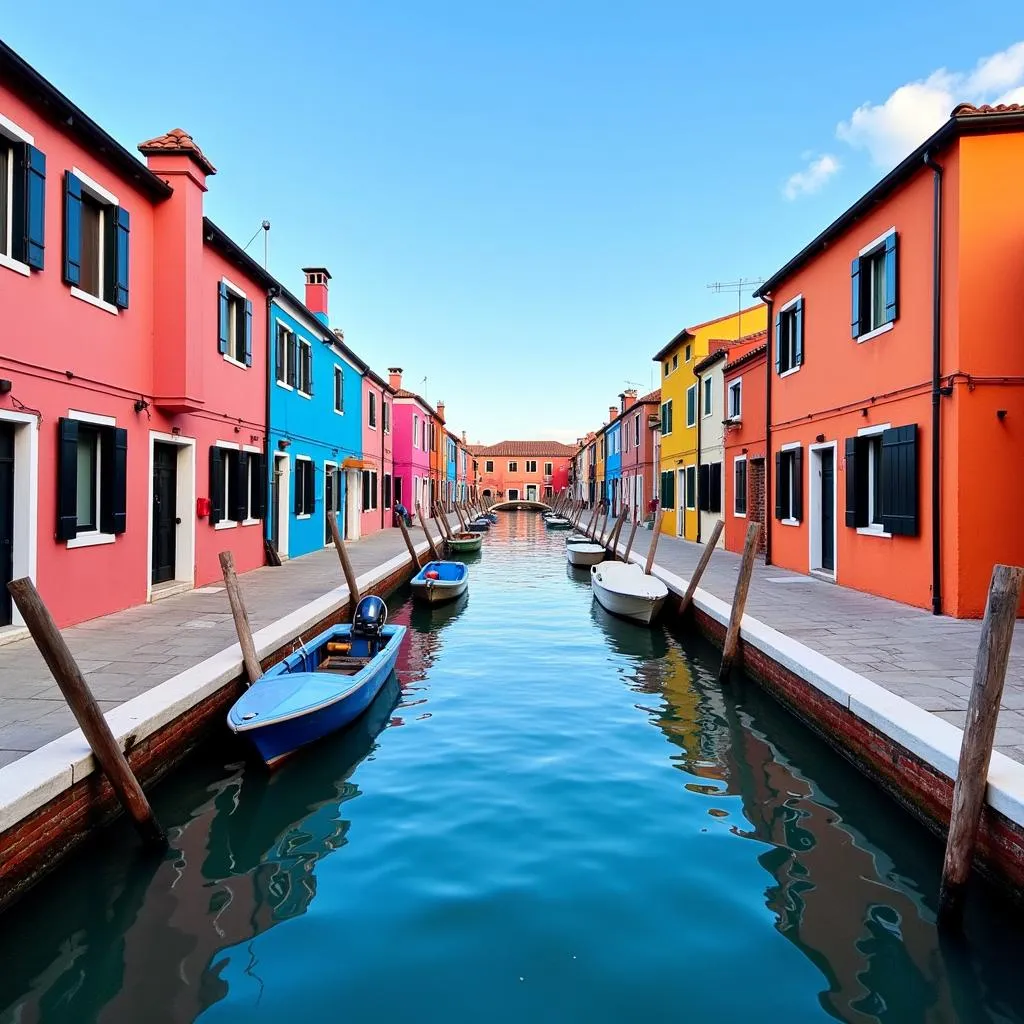 Burano's vibrant houses lining a tranquil canal