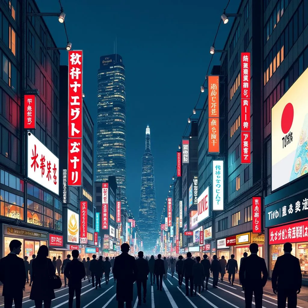 Vibrant Tokyo Street at Night