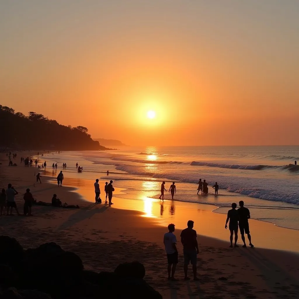 Calangute beach in Goa during sunset