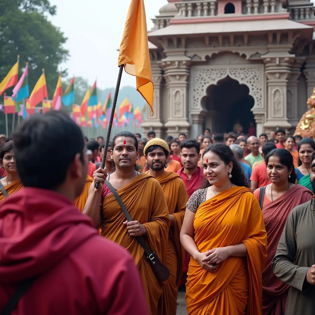 Tour Group Visiting a Chardham Temple