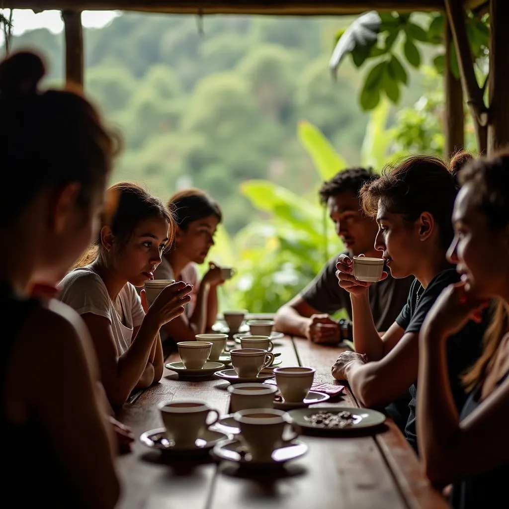 Coffee tasting session at a Chikmagalur plantation