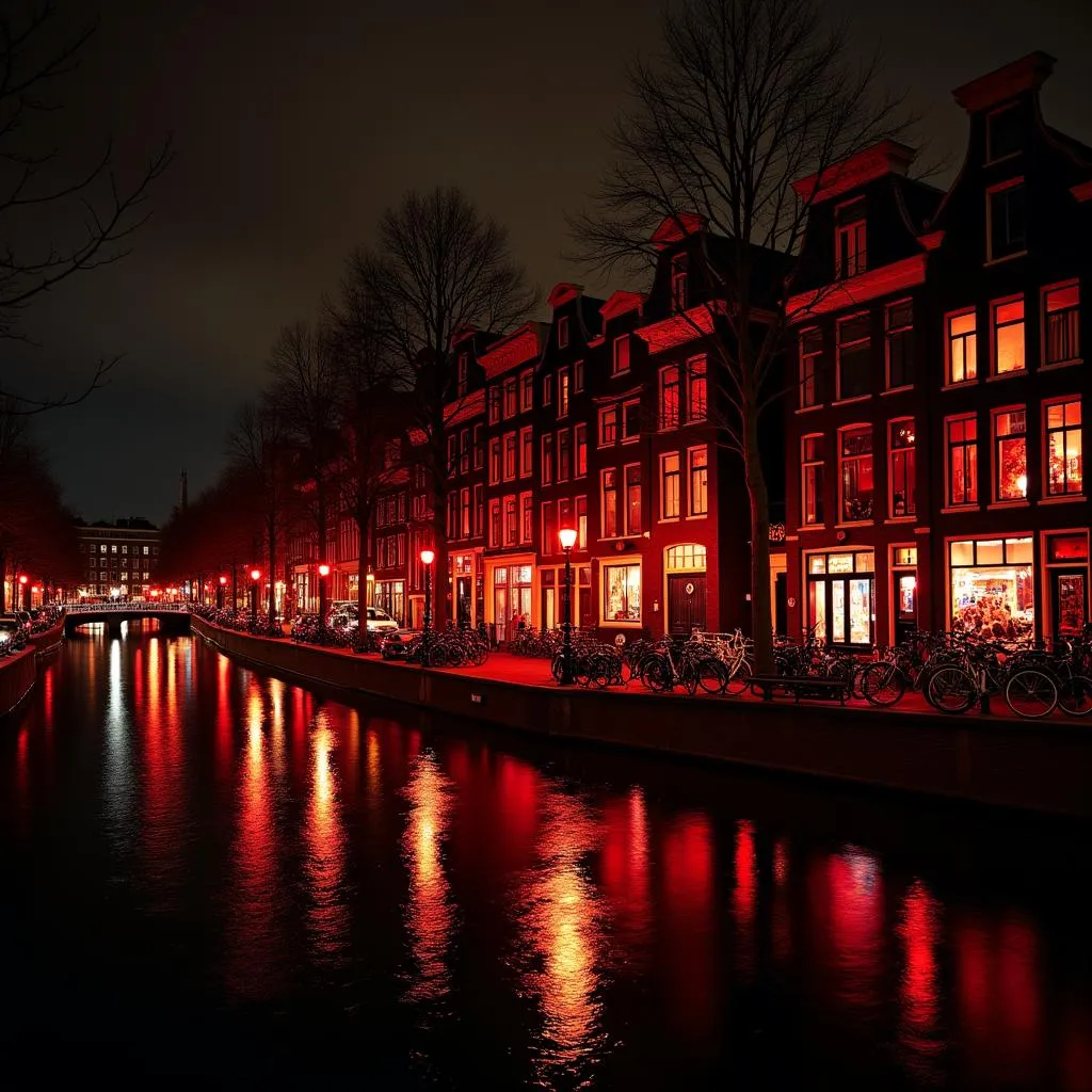 Amsterdam's Red Light District at night