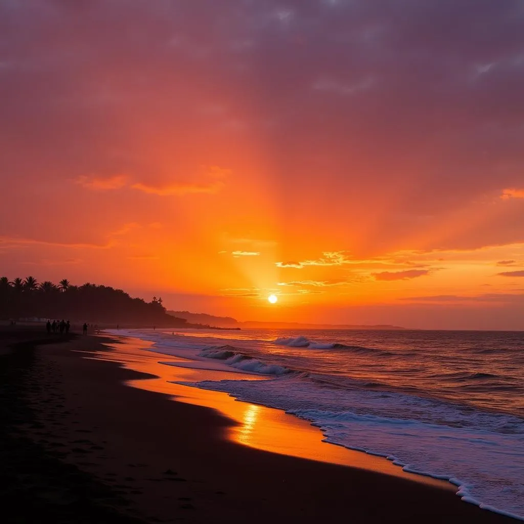 Sunset over Digha Beach