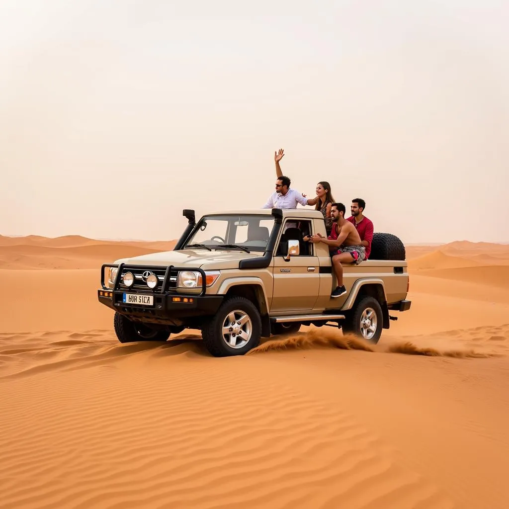 Tourists enjoying a desert safari in Dubai