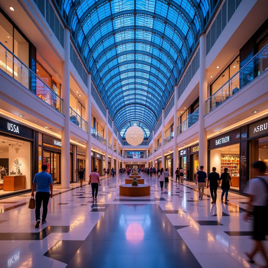 Interior of Dubai Mall with shoppers